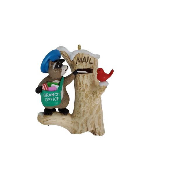 HALLMARK Artists Favorites CHRISTMAS ORNAMENT MAIL CALL POSTAL CARRIER RACCOON - Picture 11 of 12